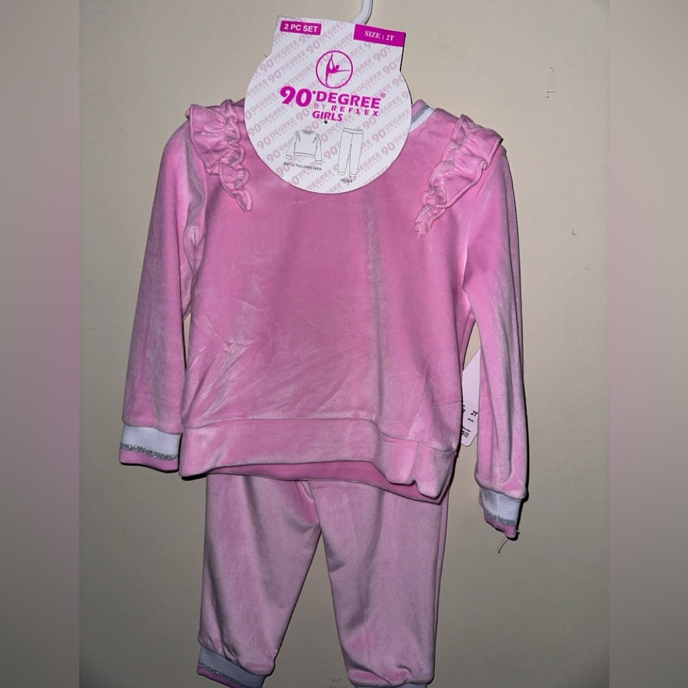 Toddler Girl Outfit 90 Degree By Reflex Pink Ruffle Tracksuit